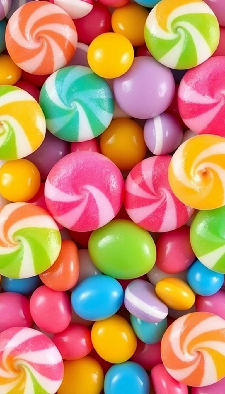 HD iPhone AI Mixed Candies Close Up Well-Lit Wallpaper Royalty-Free Image